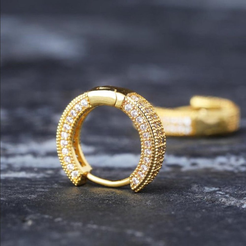 14K Gold 2ct Diamond Womens Small Hoop Earrings Ladies 14 K Silver Hoops Jewelry - Picture 5 of 8